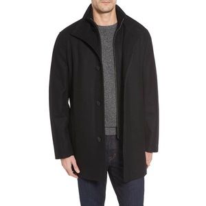 {COLE HAAN} Melton Wool Blend Coat in ‘Black’